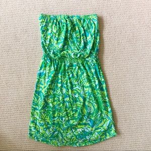 Green printed strapless Lilly Pulitzer dress